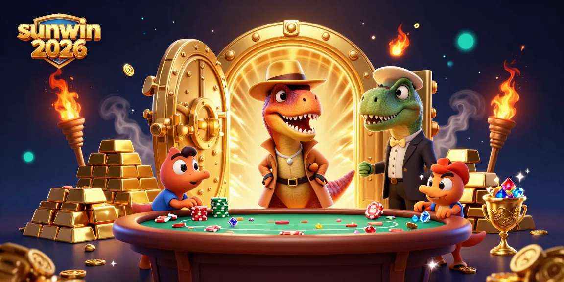 Win big at sunwin 2026 with a thrilling casino showdown involving cartoon dinosaurs and golden treasures.