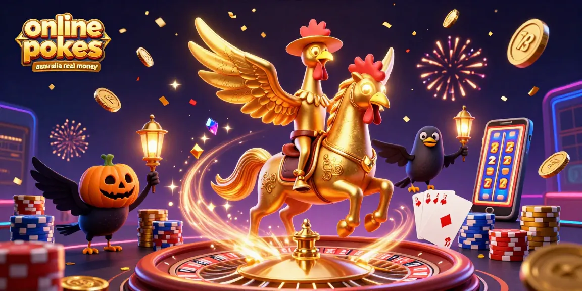 Experience the excitement of online pokies Australia real money with glowing characters and casino elements.