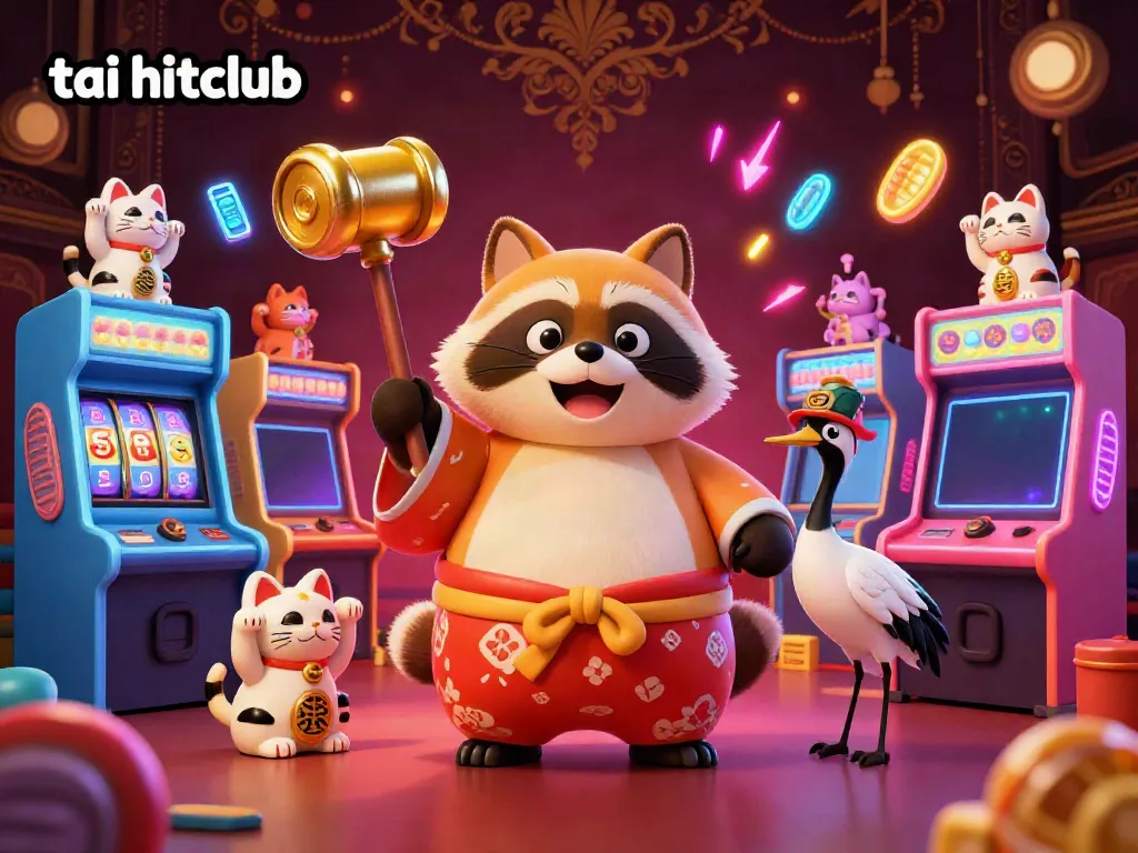 Experience winning gameplay with tai hitclub in this vibrant casino scene filled with cheerful characters and dynamic arcade elements.